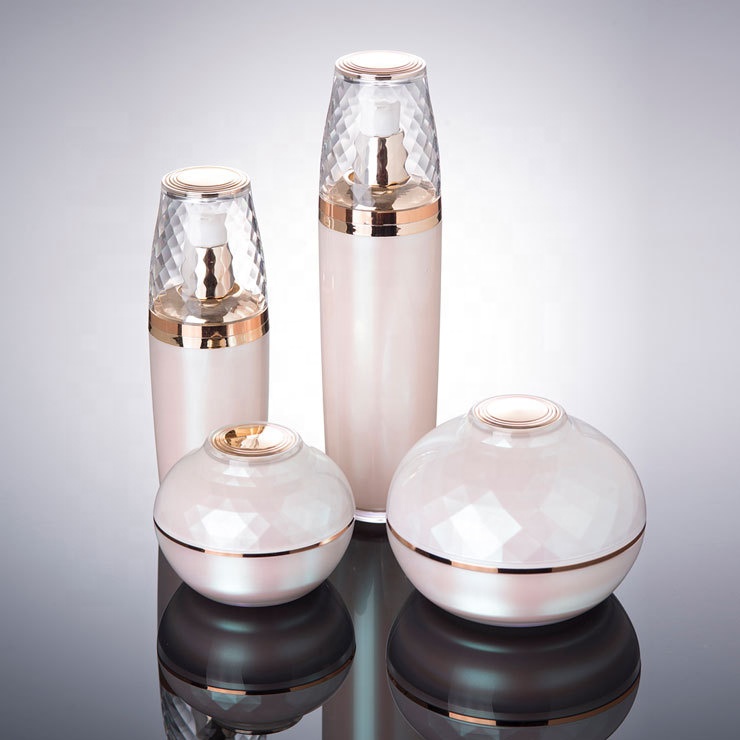 Luxurious onion shape acrylic pink cosmetic bottles jars with good price empty cosmetic bottles and jars plastic lotion bottles