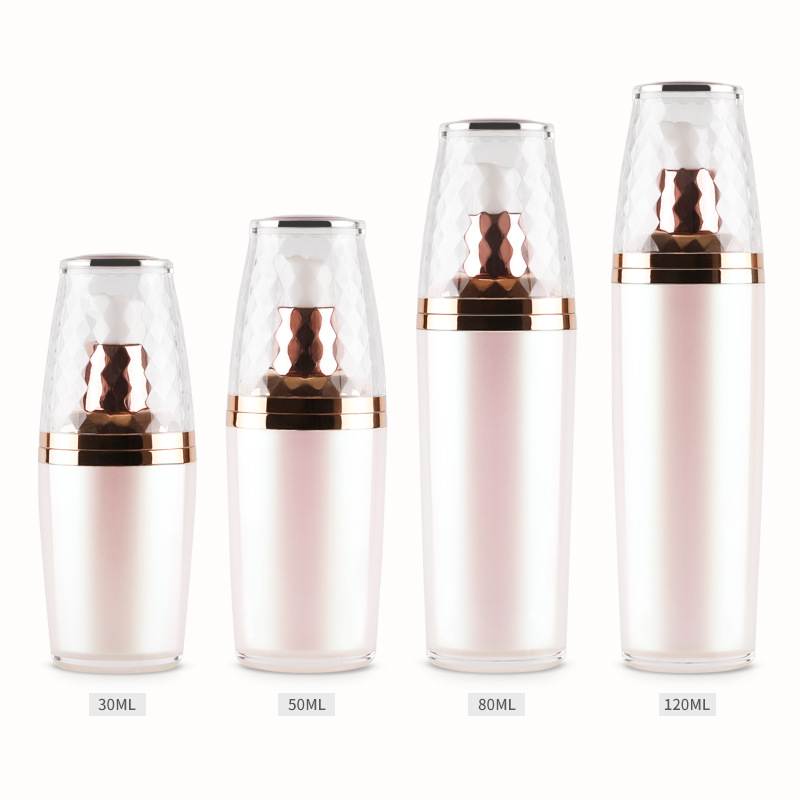 Luxurious onion shape acrylic pink cosmetic bottles jars with good price empty cosmetic bottles and jars plastic lotion bottles