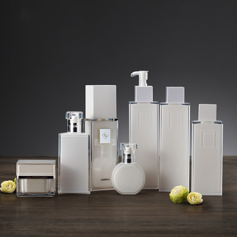 Luxurious square acrylic cosmetic bottles and jars with good price empty cosmetic bottles and jars plastic lotion bottles