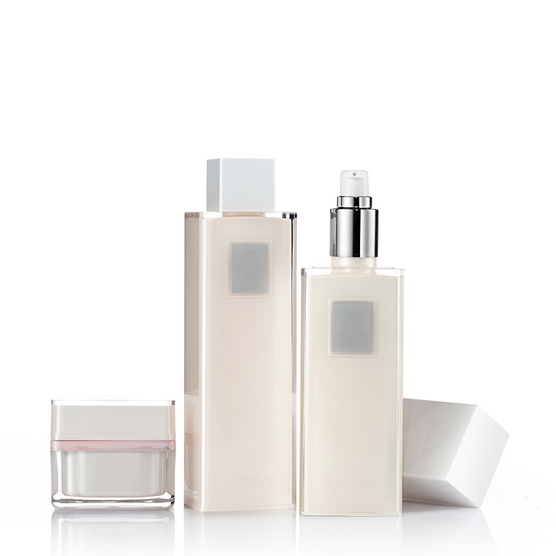 Luxurious square acrylic cosmetic bottles and jars with good price empty cosmetic bottles and jars plastic lotion bottles