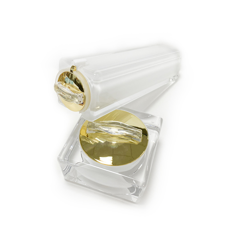 Luxurious white acrylic with gold mirror design customizable cosmetic bottles