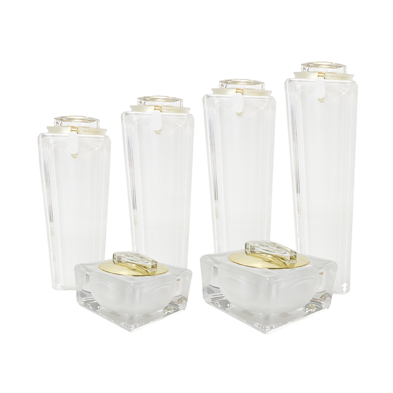 Luxurious white acrylic with gold mirror design customizable cosmetic bottles