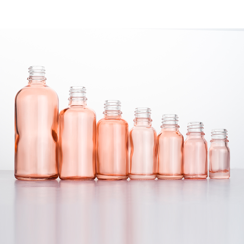 Luxury 0.5oz 1oz 2 oz 10ml 15ml 20ml 30ml 50ml 100ml pink essential oil facial serum glass dropper bottle with rose gold caps