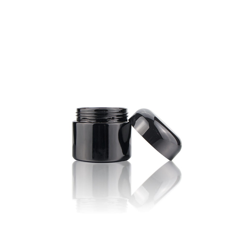 Luxury 1 oz 2 oz 4 oz 30ml 50ml 60ml 120ml lotion cream container opaque wide mouth black apothecary ultraviolet glass jar