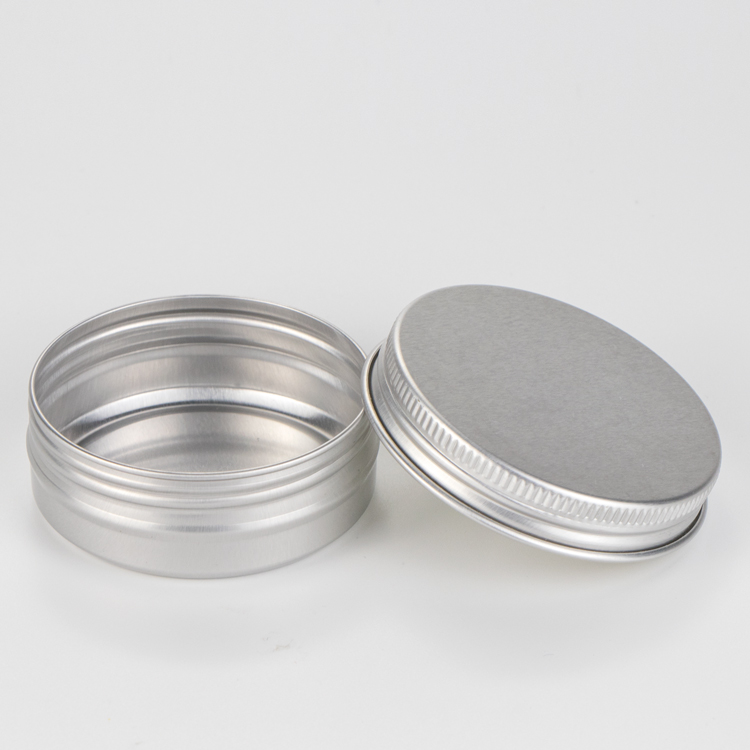 Luxury 10 15 20 30 50 60 80 100 150 200 gram makeup flat face cream containers silver aluminum tin jar with lid