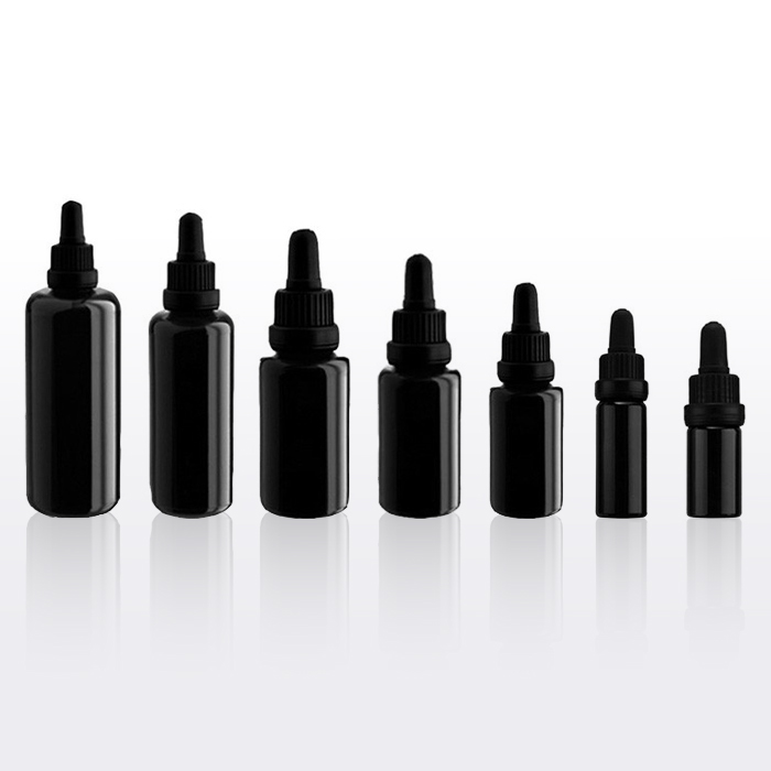 Luxury 10 15 30 ml 50 60 100 ml empty facial serum  dark violet glass dropper bottles with black dropper cap