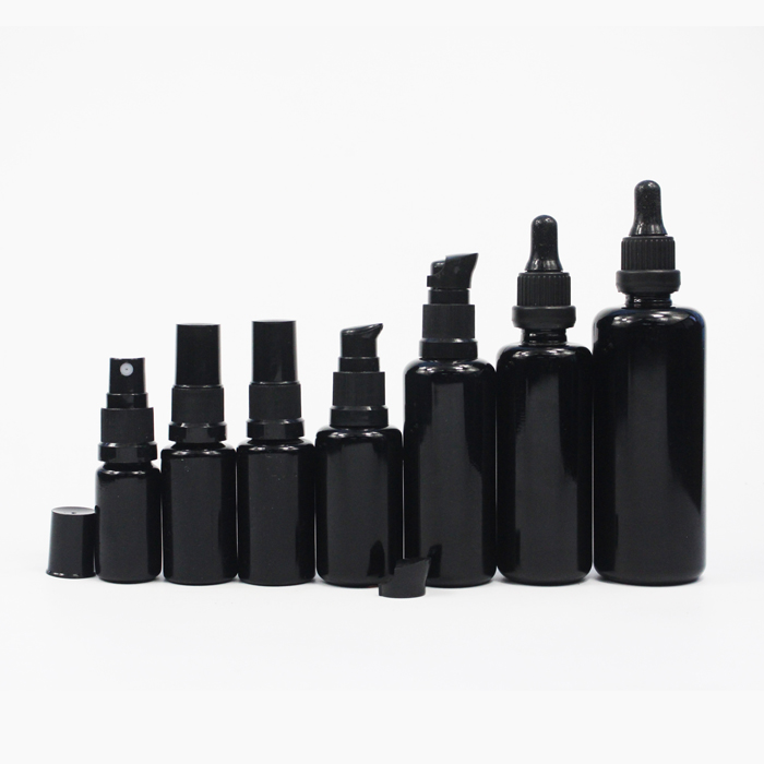 Luxury 10 15 30 ml 50 60 100 ml empty facial serum dark violet glass dropper bottles with black dropper cap
