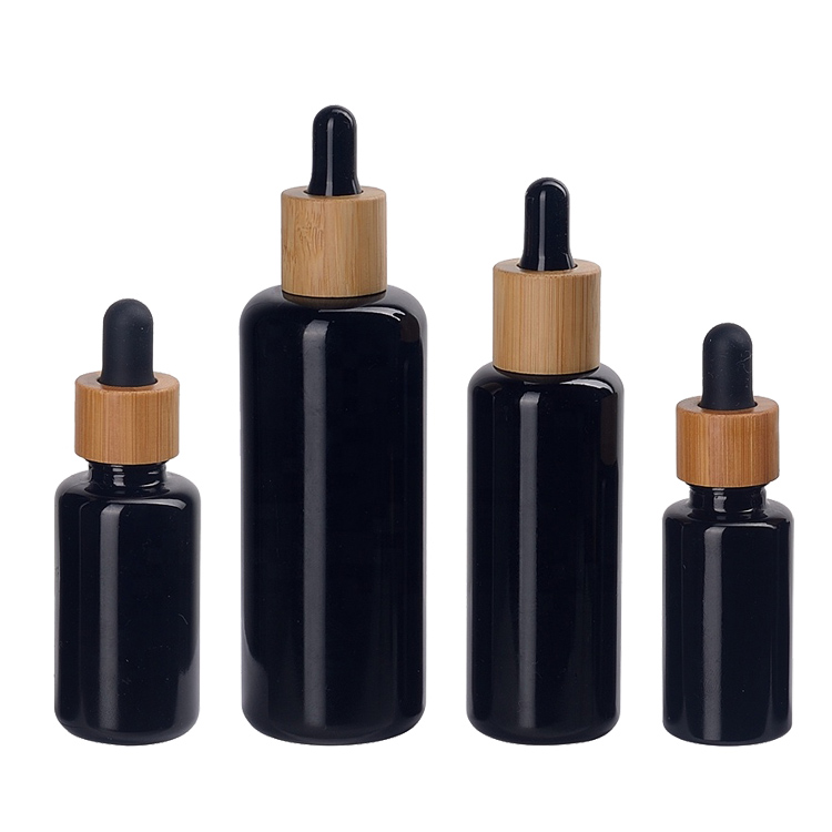 Luxury 10 15 30 ml 50 60 100 ml empty facial serum dark violet glass dropper bottles with black dropper cap