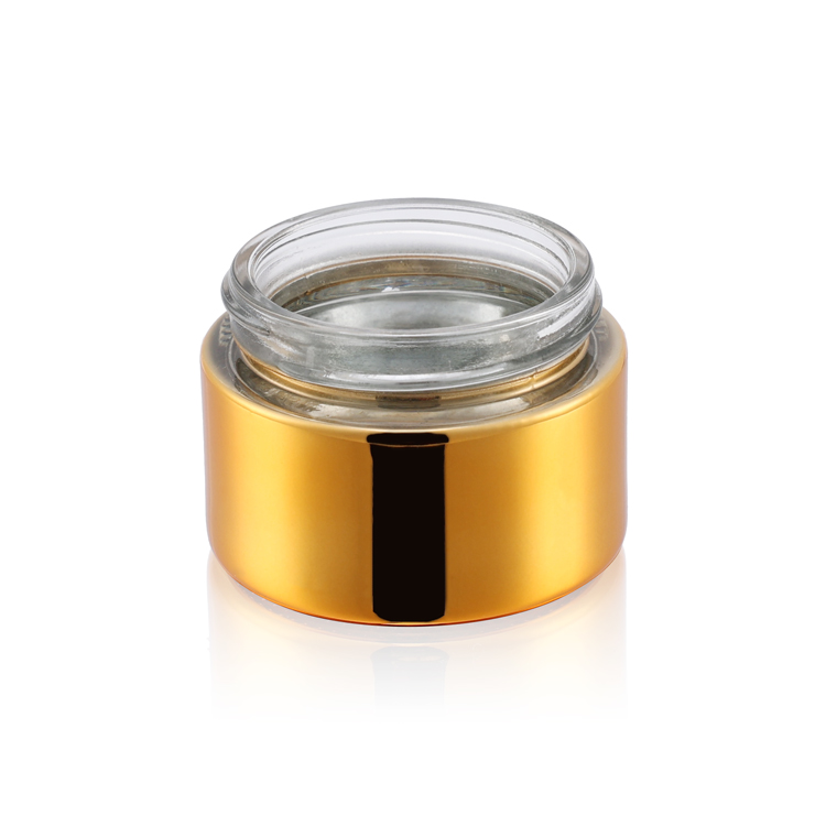 Luxury 10 30 50 100g 1 3.3oz empty lotion electroplate shiny gold skin care cream packaging glass jar with screw lid