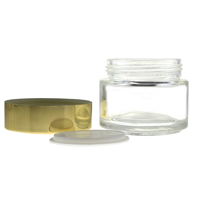 Luxury 100g clear empty cosmetic glass jars for face cream with lid