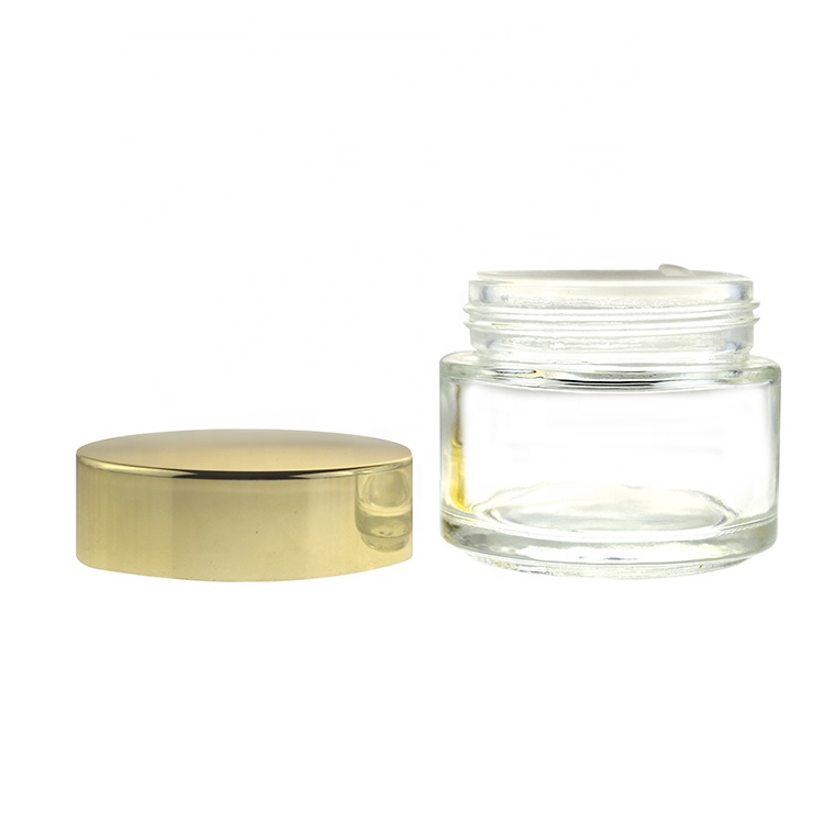 Luxury 100g clear empty cosmetic glass jars for face cream with lid