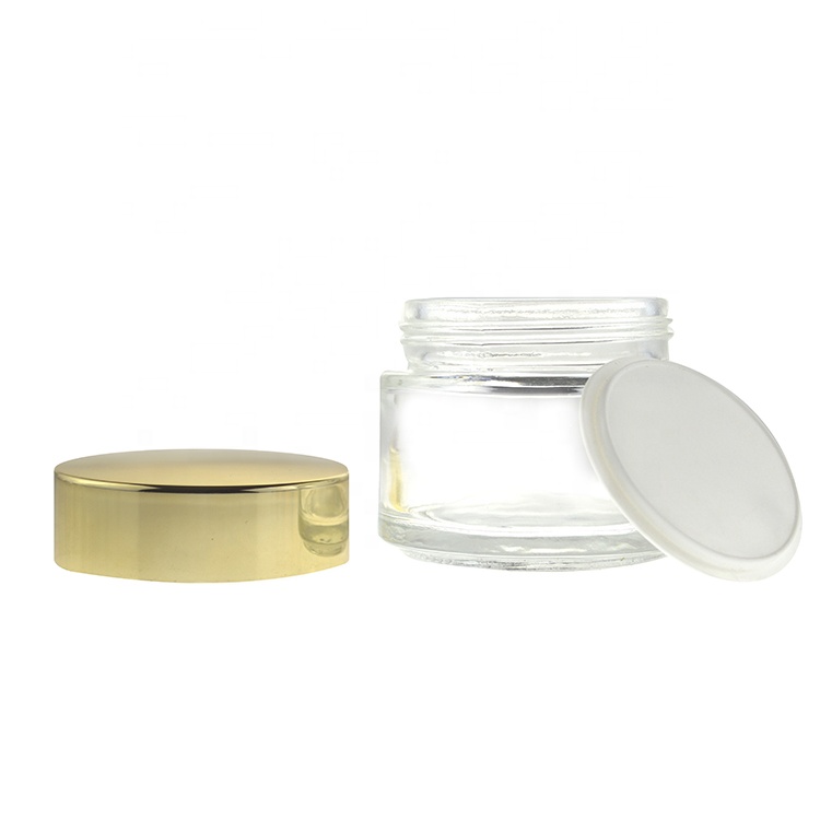 Luxury 100g clear empty cosmetic glass jars for face cream with lid