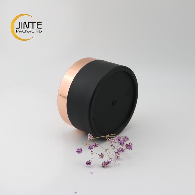 Luxury 100ml 4oz Empty Jar Matte Black PETG Cosmetic Container Jars with Rose Gold Lid for Face Cream Jars