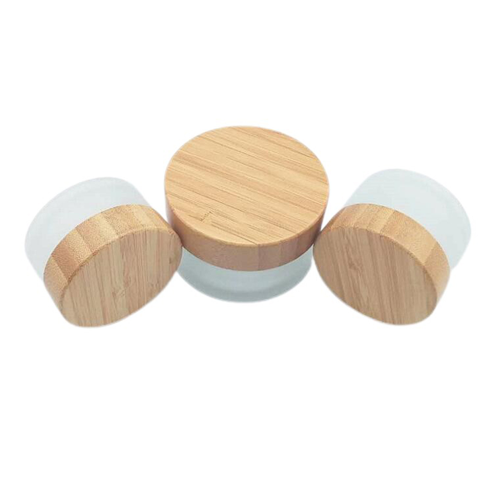 Luxury 100ml Frosted Glass Jars with Bamboo Lid