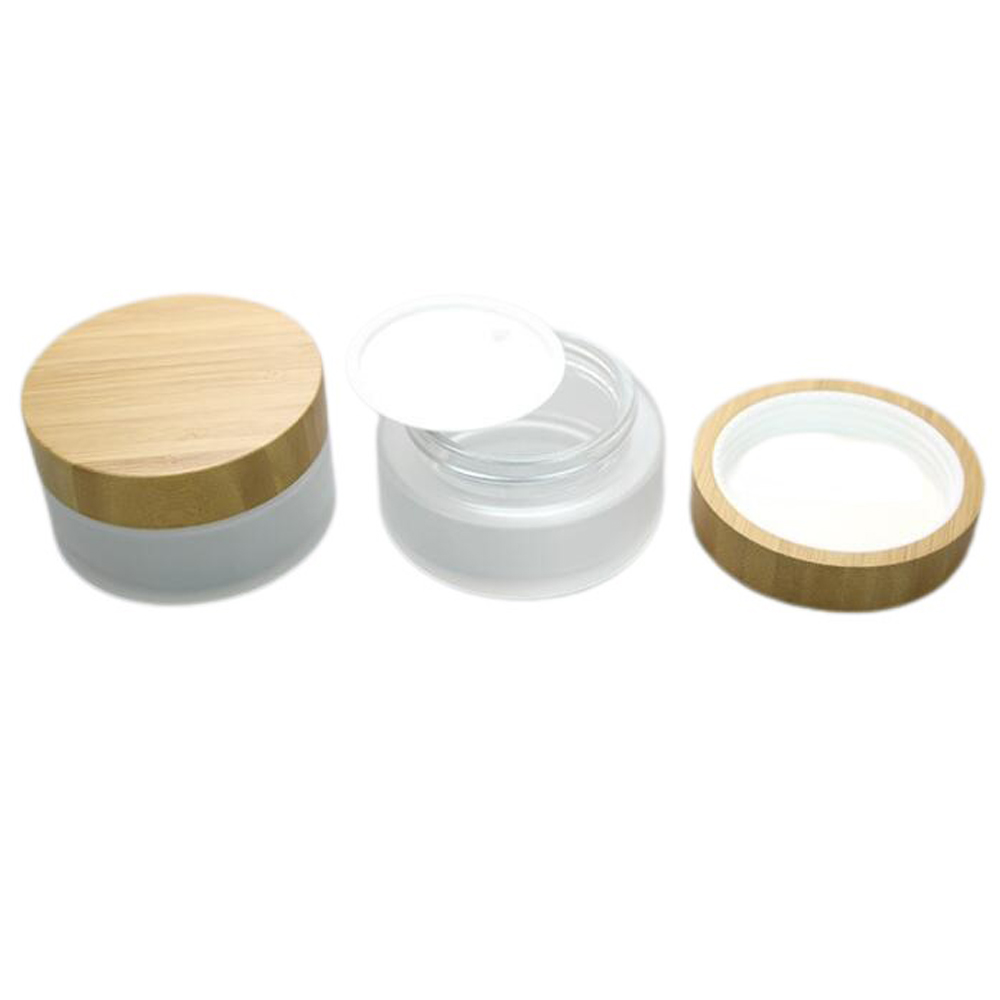 Luxury 100ml Frosted Glass Jars with Bamboo Lid