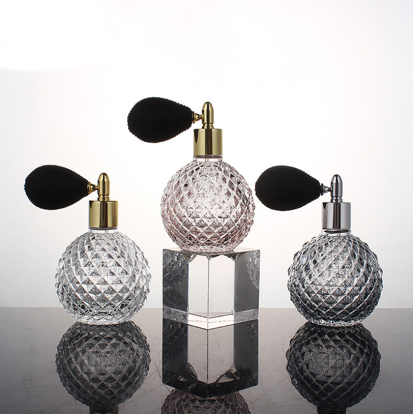 Luxury 100ml Vintage Style Ball Shaped Refillable Fine spray  Perfume Atomizer Spray Glass  Bottle