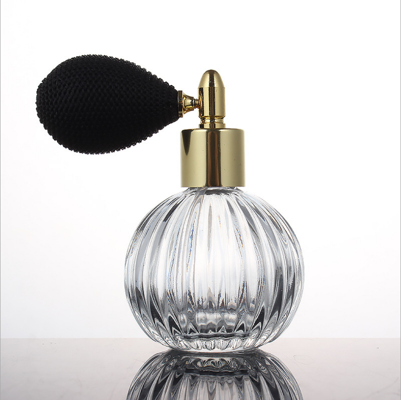 Luxury 100ml Vintage Style Ball Shaped Refillable Fine spray Perfume Atomizer Spray Glass Bottle