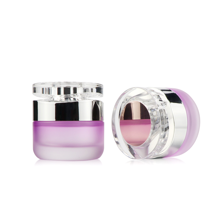 Luxury 100ml purple glass cosmetic bottle and jar set skincare custom packaging for sale