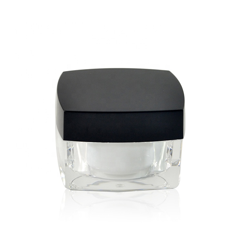 Luxury 10g 15g 20g 30g 50g Cylinder Body Black Cap Empty Acrylic Plastic Cosmetic Cream Jar Container For Skin Care Cream