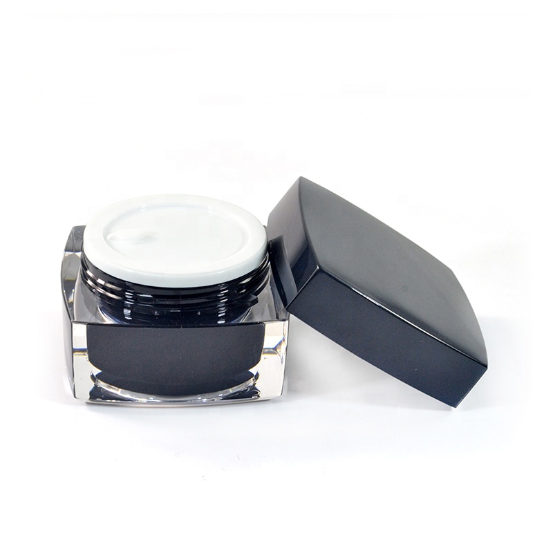 Luxury 10g 15g 20g 30g 50g Cylinder Body Black Cap Empty Acrylic Plastic Cosmetic Cream Jar Container For Skin Care Cream