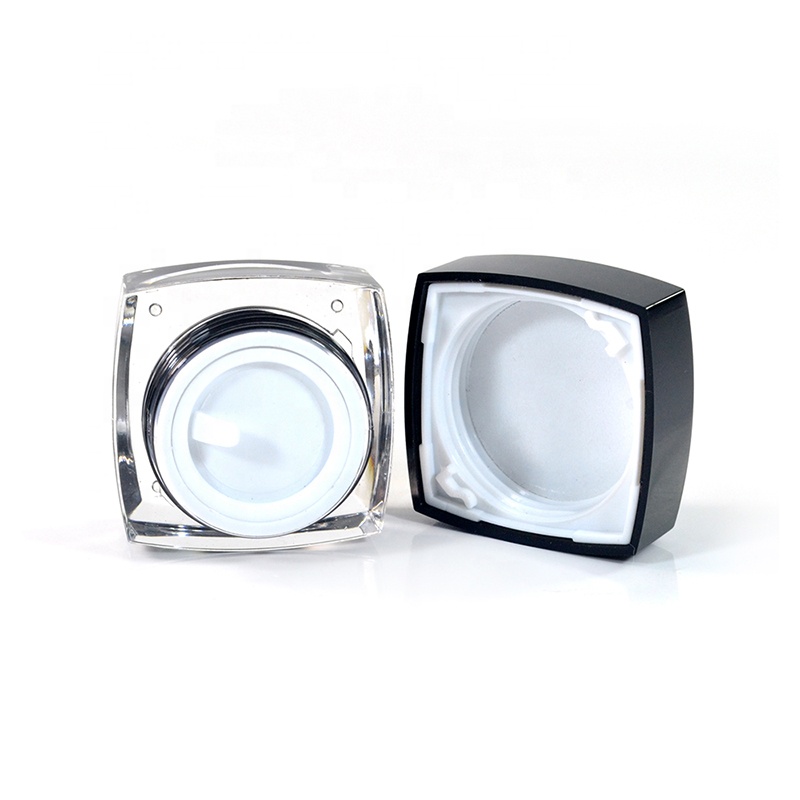 Luxury 10g 15g 20g 30g 50g Cylinder Body Black Cap Empty Acrylic Plastic Cosmetic Cream Jar Container For Skin Care Cream