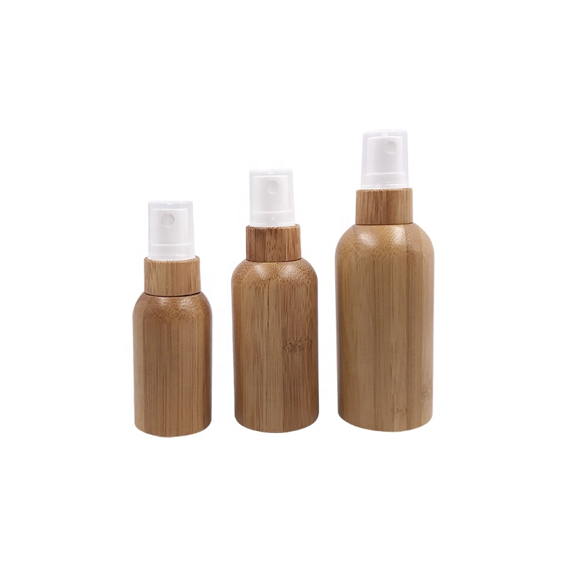 Luxury 10ml 15ml 20ml 30ml 50ml 100ml bamboo colored glass Alcohol disinfectant spray bottle with pp atomizer