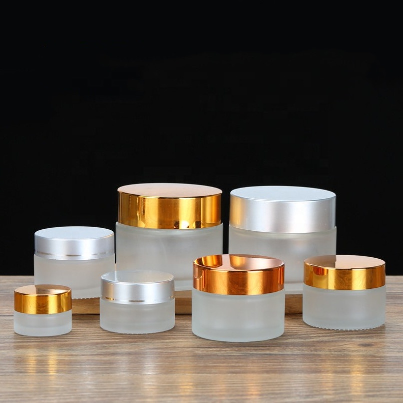 Luxury 10ml 15ml 20ml 30ml 50ml 100ml empty amber clear green glass cosmetic Jar cream container pots white cosmetic jar glass