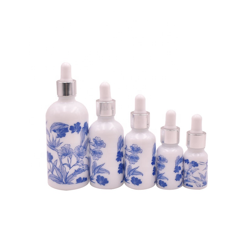 Luxury 10ml 15ml 30ml 50ml 100ml essential oil skin care massage oil white porcelain opal ceramic bottle with dropper