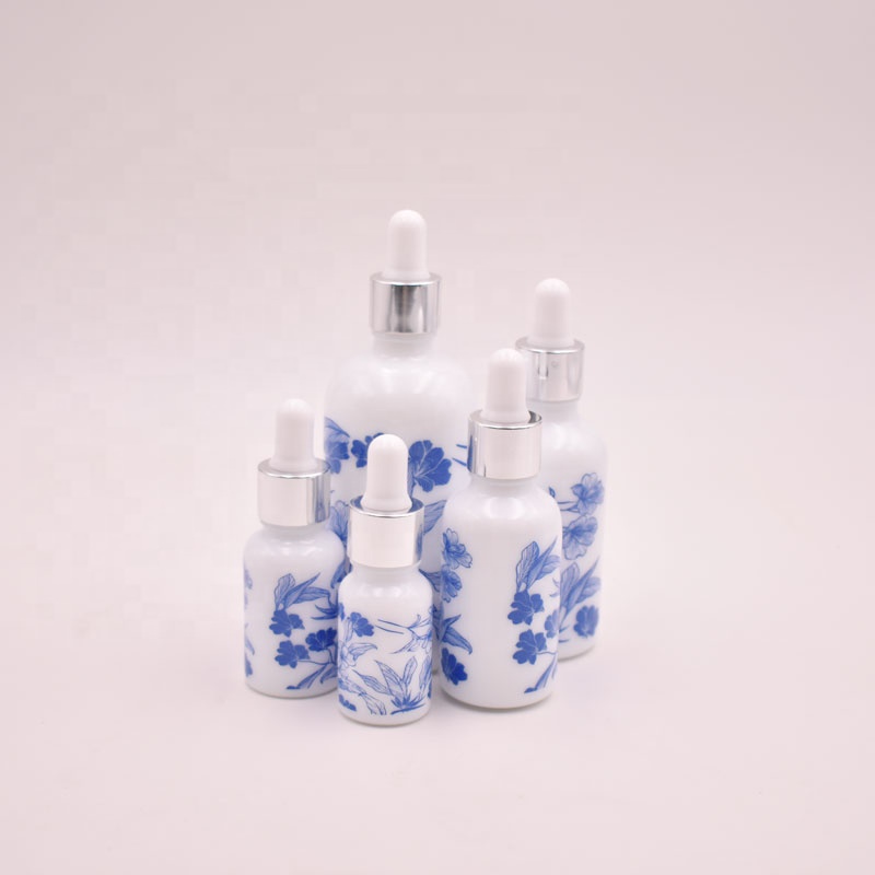 Luxury 10ml 15ml 30ml 50ml 100ml essential oil skin care massage oil white porcelain opal ceramic bottle with dropper