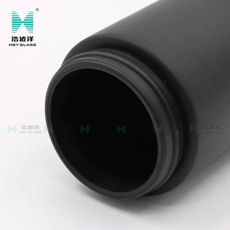 Luxury 120ml matte black cylinder cream child resistant glass jar with plastic screw lid