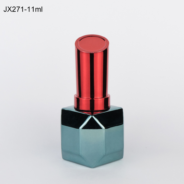 Luxury 13ml 15ml purple diamond empty uv gel nail polish glass bottle with cap and brush