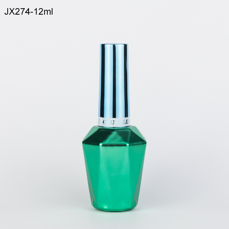 Luxury 13ml 15ml purple diamond empty uv gel nail polish glass bottle with cap and brush