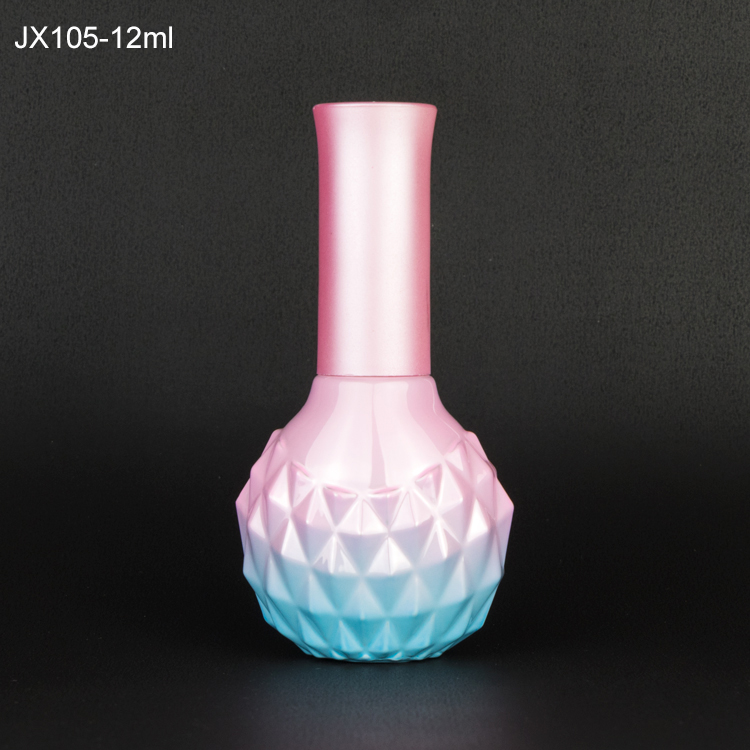 Luxury 13ml 15ml purple diamond empty uv gel nail polish glass bottle with cap and brush
