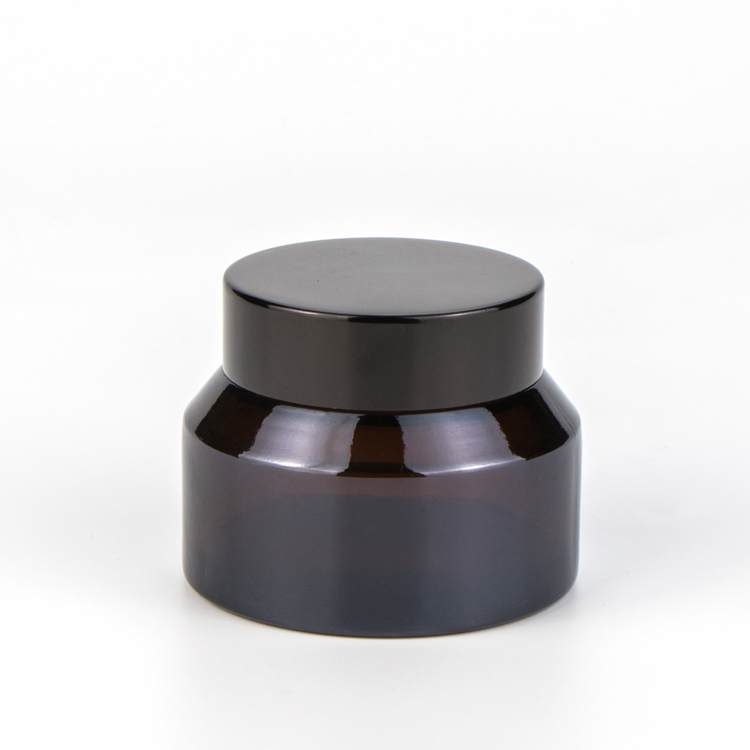 Luxury 15 30 50 100 200 g 1oz empty brown csoemtic container facial cream glass amber jar with plastic cap