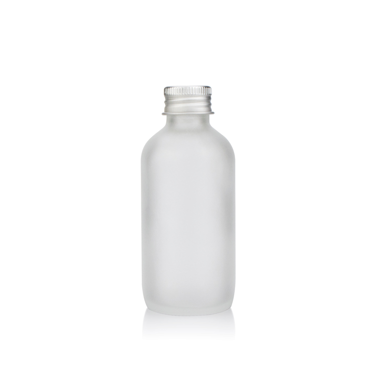 Luxury 15 ml 30 ml 60 ml 120 ml frosted white cosmetic essential oil boston round glass bottle with aluminum screw top lid
