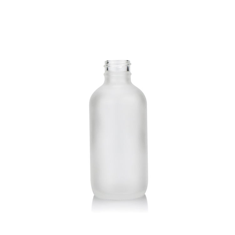 Luxury 15 ml 30 ml 60 ml 120 ml frosted white cosmetic essential oil boston round glass bottle with aluminum screw top lid