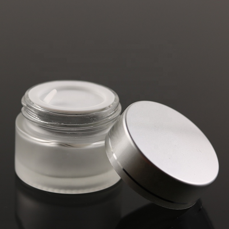Luxury 15 ml Matte Frosted Empty Lip Balm Small Container Round Cosmetic Packaging Glass Cream Jar With UV Silver Lid (GJM19)
