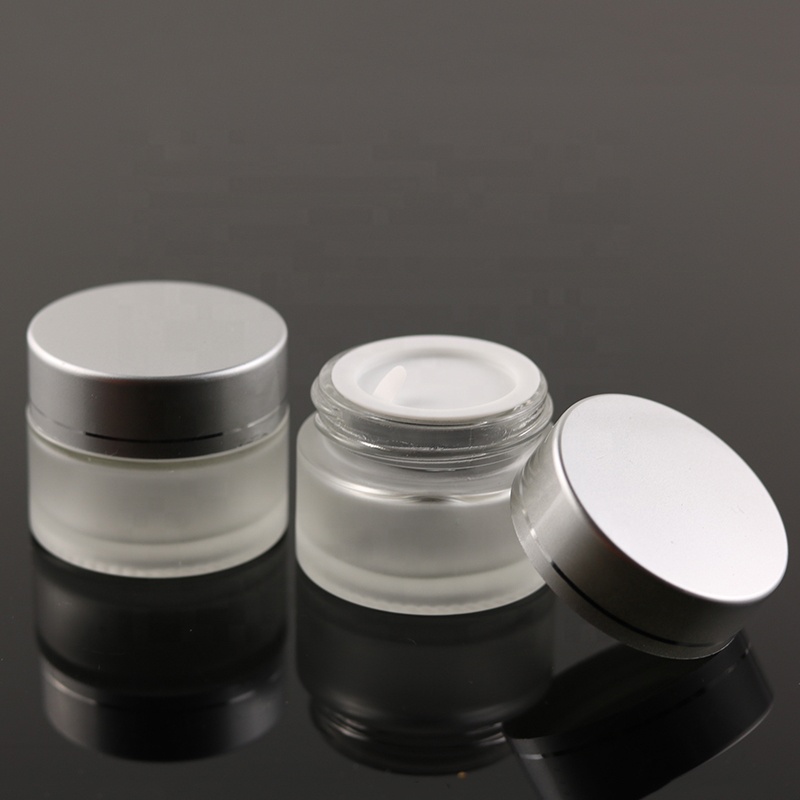 Luxury 15 ml Matte Frosted Empty Lip Balm Small Container Round Cosmetic Packaging Glass Cream Jar With UV Silver Lid (GJM19)