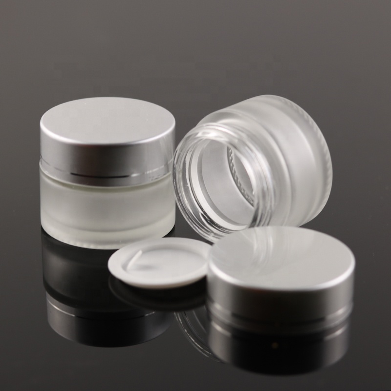 Luxury 15 ml Matte Frosted Empty Lip Balm Small Container Round Cosmetic Packaging Glass Cream Jar With UV Silver Lid (GJM19)