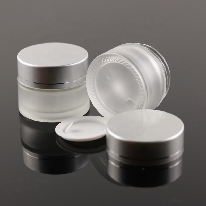 Luxury 15 ml Matte Frosted Empty Lip Balm Small Container Round Cosmetic Packaging Glass Cream Jar With UV Silver Lid (GJM19)