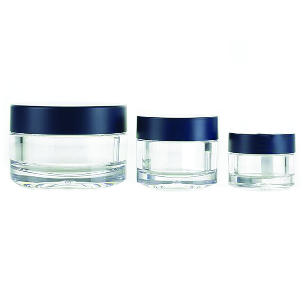 Luxury 15g 30g 50g 100g Clear PETG  Plastic Cosmetic Cream Jar with Silver Double Wall Lid