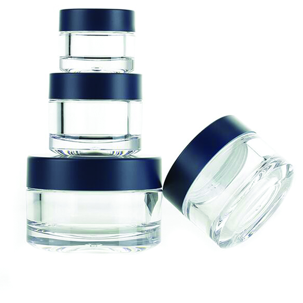 Luxury 15g 30g 50g 100g Clear PETG Plastic Cosmetic Cream Jar with Silver Double Wall Lid