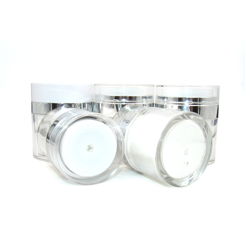 Luxury 15g 30g 50g Personal Care Cream Airless Jar Refillable Injection Cosmetic Airless Pump Jar with Matching Clear Cap