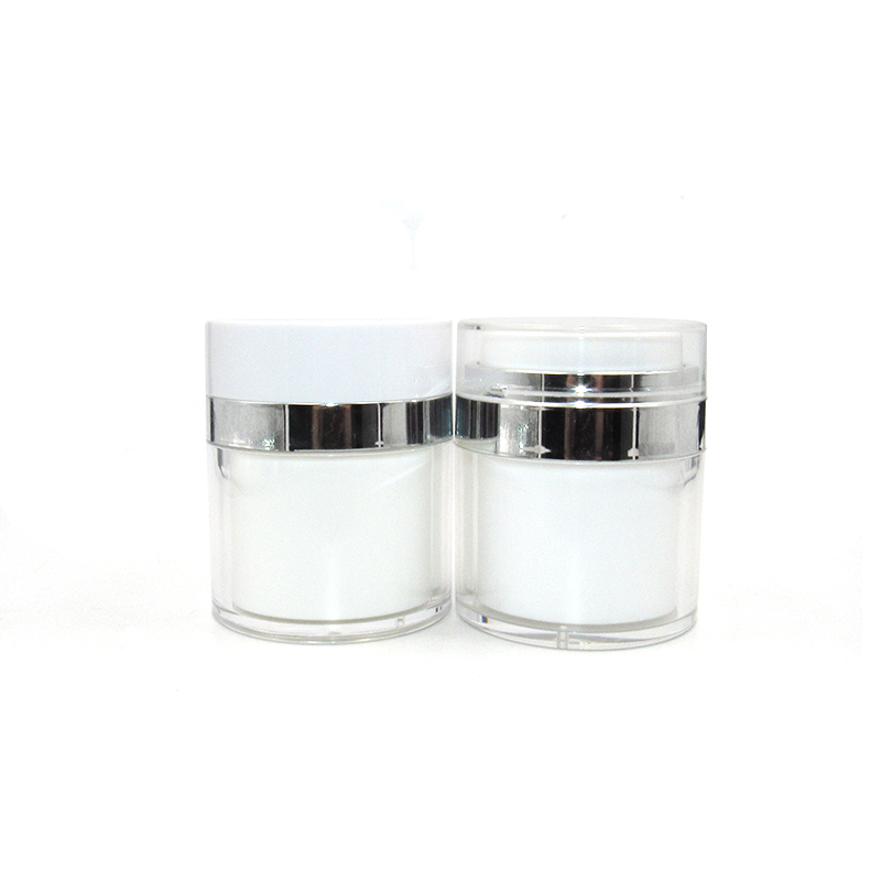 Luxury 15g 30g 50g Personal Care Cream Airless Jar Refillable Injection Cosmetic Airless Pump Jar with Matching Clear Cap