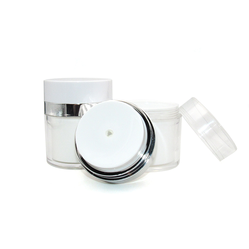 Luxury 15g 30g 50g Personal Care Cream Airless Jar Refillable Injection Cosmetic Airless Pump Jar with Matching Clear Cap