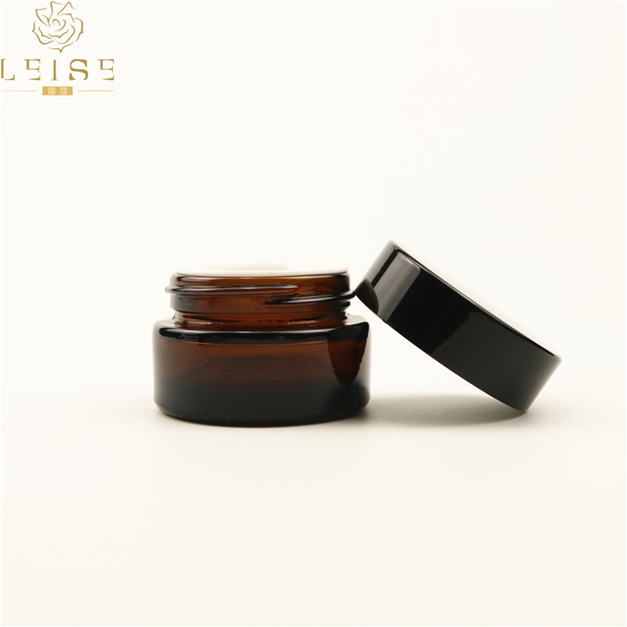 Luxury 15g 30g 50g amber cream glass jar empty bottle cosmetic container cream jar