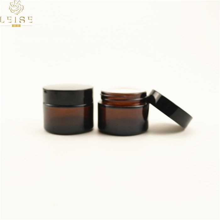 Luxury 15g 30g 50g amber cream glass jar empty bottle cosmetic container cream jar