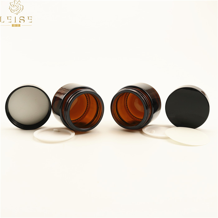 Luxury 15g 30g 50g amber cream glass jar empty bottle cosmetic container cream jar