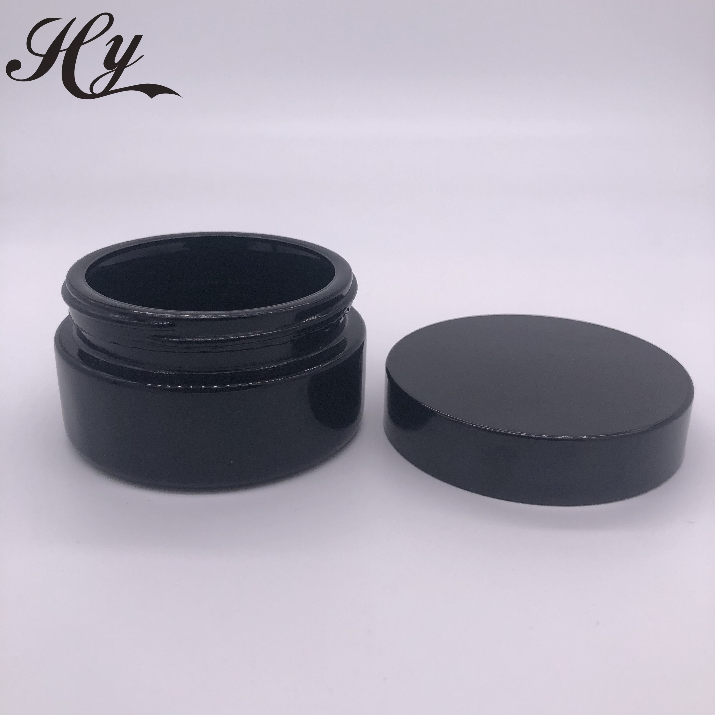 Luxury 15g 30g 50g empty custom cosmetic black glass matt cosmetic jar packing with cap for skincare