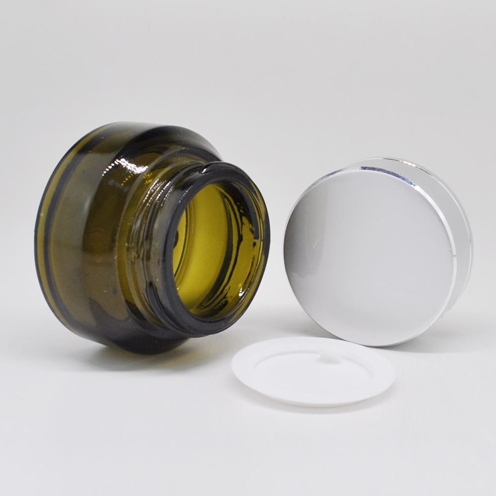 Luxury 15g 30g 50g glossy black green amber glass cosmetic jars for eye cream